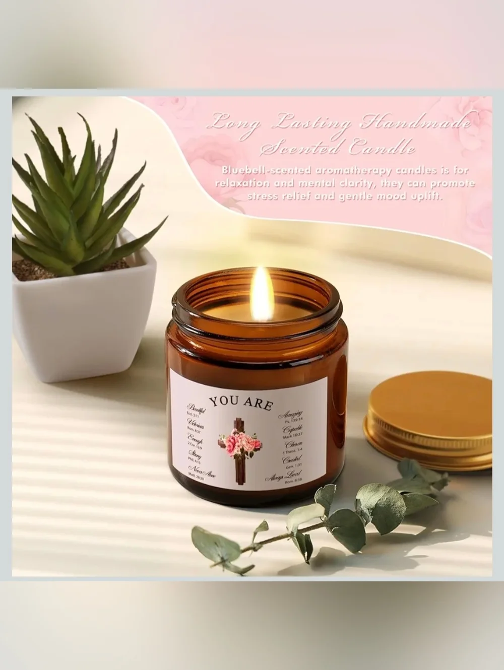 Faith Bundle: Knit Blanket Candle Socks Mug & Spoon Journal Plant - Picture 6 of 8